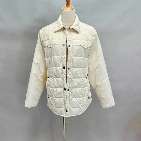 Woolrich Moccasin ivory quilted puffer chore jacket size Women's Large shacket - Picture 1 of 14